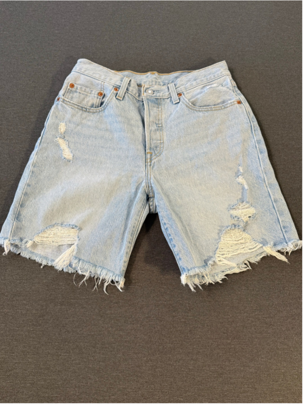 Levi's Premium 501 '90s Distressed Denim Shorts Light Wash W26